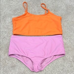 GAP Bright Orange Bikini Top Pink Bottom